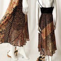 Vintage Sheer Floral Rayon Midi Skirt