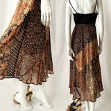 Vintage Sheer Floral Rayon Midi Skirt