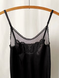 Vintage Black Swiss Dot Lace Trim Slip Dress