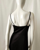 Vintage Black Swiss Dot Lace Trim Slip Dress