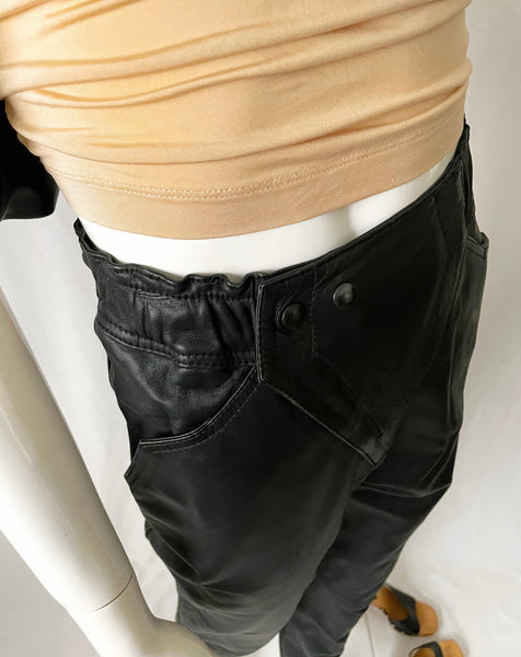 80s 90s Vintage Motorcycle Style Leather Pants