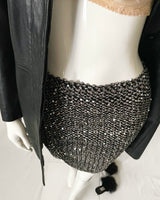 Vintage Knit Sequined Bodycon Skirt