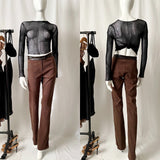 Y2K Vintage Maje Paris "Croco" Faux Leather Mid Waist Pants