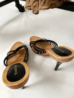 BEBE Y2K Studded Leather Wood Heels