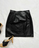 90s Vintage Black Leather Miniskirt