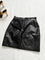 90s Vintage Black Leather Miniskirt