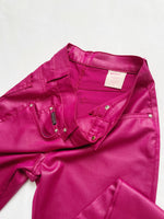 Vintage Bubblegum Pink Metallic Wet Look Pants