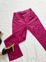 Vintage Bubblegum Pink Metallic Wet Look Pants