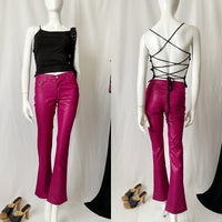 Vintage Bubblegum Pink Metallic Wet Look Pants