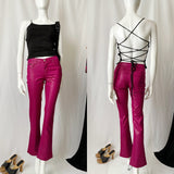 Vintage Bubblegum Pink Metallic Wet Look Pants