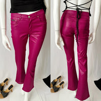 Vintage Bubblegum Pink Metallic Wet Look Pants