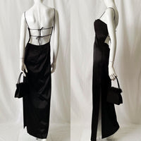 90s Y2K Vintage Backless Satin Maxi Dress