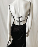 90s Y2K Vintage Backless Satin Maxi Dress