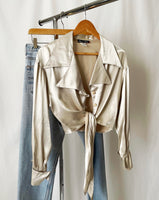 Vintage 90s Satin Button Down Tie Waist Top