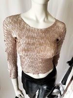 Y2K Vintage Crinkle Long Sleeve Crop Top with Cut outs