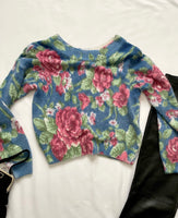 Vintage 90s Floral Silk Angora Slouchy Sweater Top