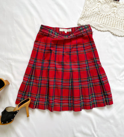 90s Vintage Pleated Plaid Skirt by The Limited