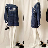 Vintage 90s Slouchy Oversized Crochet Pullover Sweater