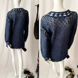 Vintage 90s Slouchy Oversized Crochet Pullover Sweater