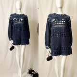 Vintage 90s Slouchy Oversized Crochet Pullover Sweater