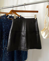 Vintage Black Leather Mini Skirt