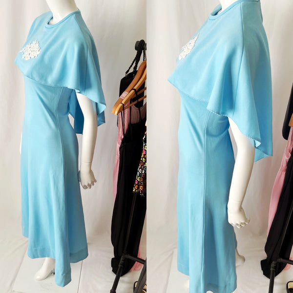 Vintage 70s Maxi Cape Dress