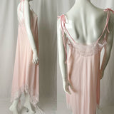 Vintage 70s 80s Lace Trim Maxi Slip Dress Set