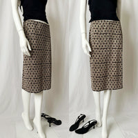 Vintage Y2K Geo Print Midi Skirt