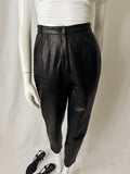 Vintage 90s Leather High Waist Tapered Pants - Petite