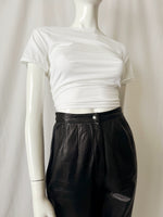 Vintage 90s Leather High Waist Tapered Pants - Petite