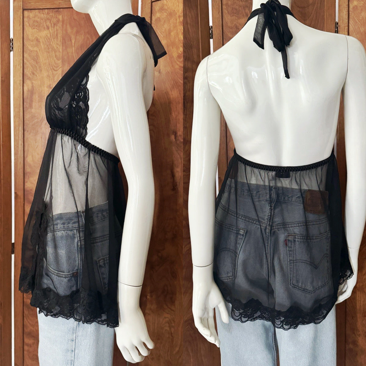 Y2K Fredericks of Hollywood Sheer Babydoll Halter Top - – CGV SHOP