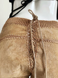 Vintage Y2K Suede Crochet Flared Split Leg Pants