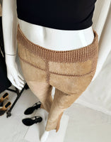 Vintage Y2K Suede Crochet Flared Split Leg Pants