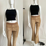 Vintage Y2K Suede Crochet Flared Split Leg Pants