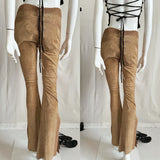 Vintage Y2K Suede Crochet Flared Split Leg Pants