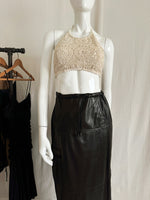 Vintage Sporty Maxi Leather Skirt