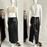 Vintage Sporty Maxi Leather Skirt