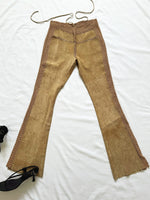 Vintage Y2K Suede Crochet Flared Split Leg Pants