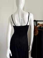 70s Vintage Black Slip Maxi Dress by Joy Stevens