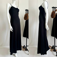 70s Vintage Black Slip Maxi Dress by Joy Stevens