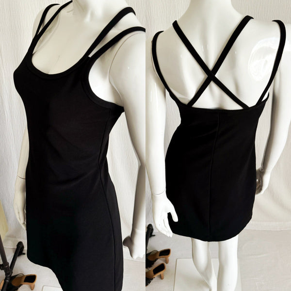 Vintage 90s Black Strappy Mini Dress