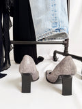 Vintage Y2K Square-toe Snake print Leather Heels