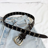 Vintage Studded Grommet Leather Belt