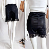 Vintage Black Lace Trim Slip Shorts-