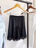 Vintage Black Lace Trim Slip Shorts-