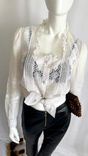 Load image into Gallery viewer, Vintage 70s Lace Peasant Top
