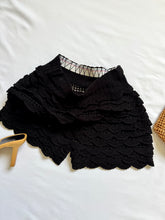 Load image into Gallery viewer, Vintage Knit Scalloped Black Shorts
