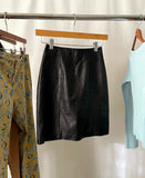 Vintage 90s Black Mini Leather Skirt