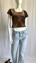 Load image into Gallery viewer, Vintage 90s Velvet Animal Print Midi Shirt
