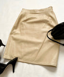 Vintage 90s Nude Mini Leather Skirt